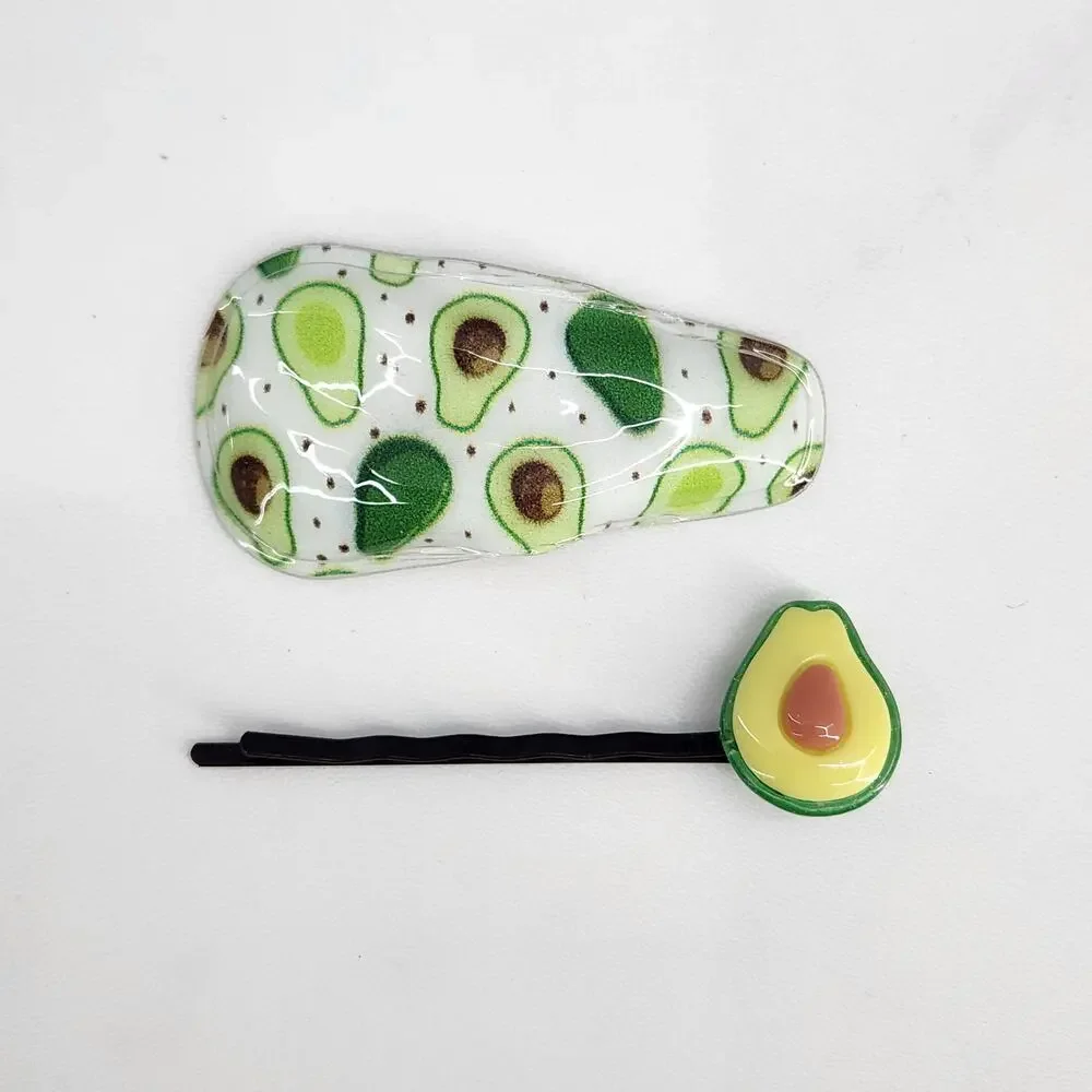 4 pc Avocado Hair Accessories by Mint 2 bobby pins 2 snap barrette clips **NEW**